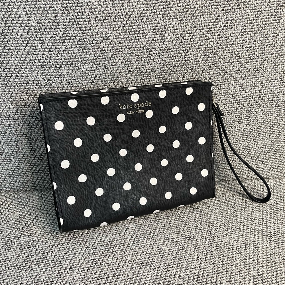 kate spade Black and White Polka Dot Wristlet Clutch